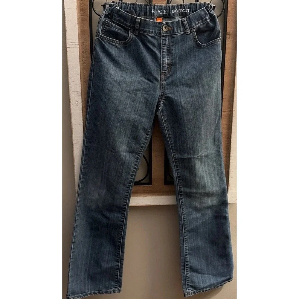 2 Pair Childrens Place Boys Youth Bootcut Jeans Elastic Waist Size 14 Regular